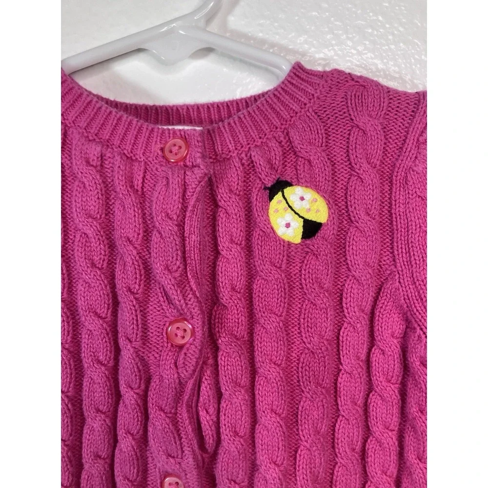 Vintage Gymboree 2008 Cable Knit Cardigan‎ Sweater 6-12 Months Y2K Ladybug
